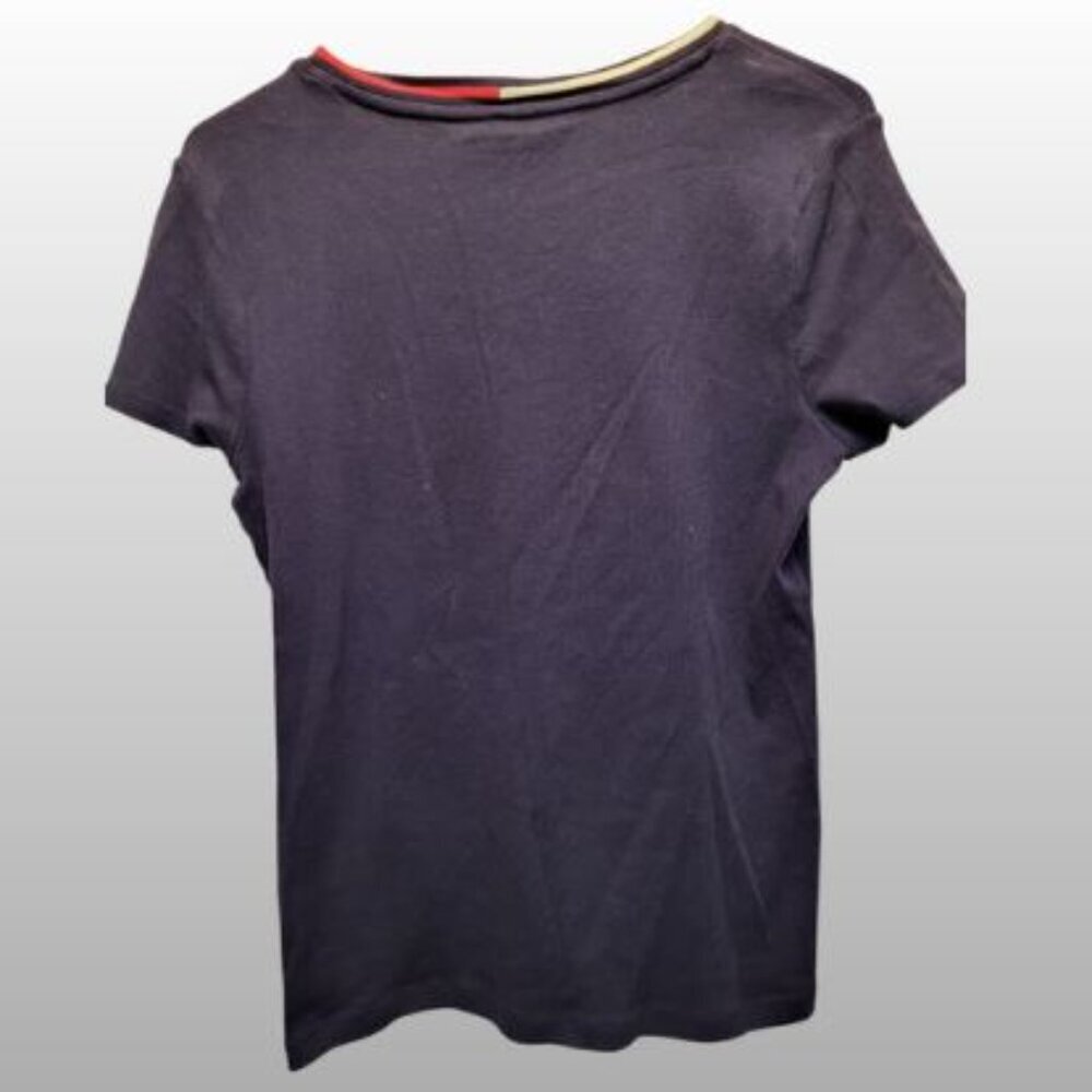 Tommy Hilfiger Navy V-Neck Women's Short Sleeve Sweater - Size L - Picture 2 of 3